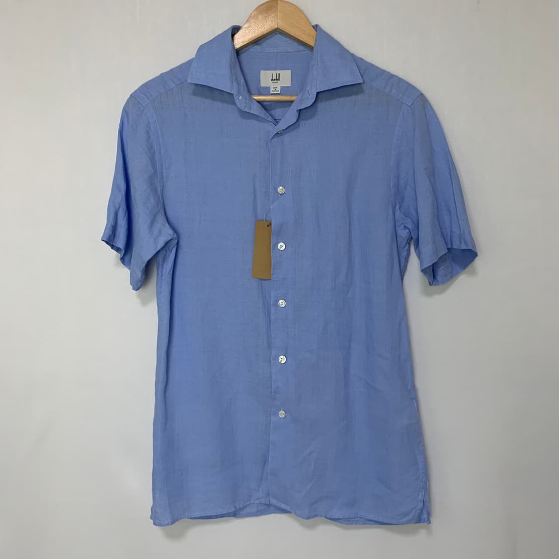 던힐 스카이블루 린넨 남성 반팔 셔츠 빈티지 남녀공용 상품이미지2