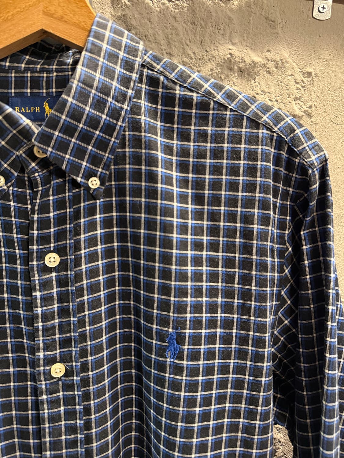 M 폴로 랄프로렌 POLO 슬림핏 체크 버튼다운 셔츠 네이비 상품이미지3