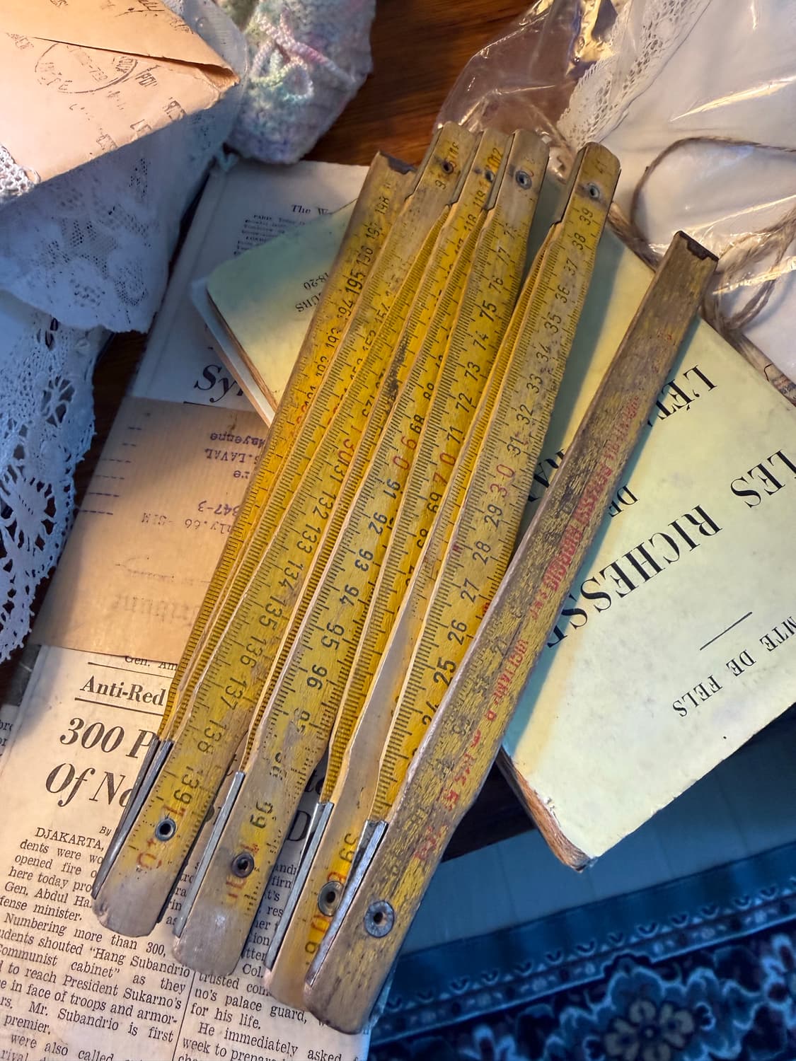 유럽 빈티지 우드 접이식 자 (폴딩 룰러) 2가지 상품이미지1