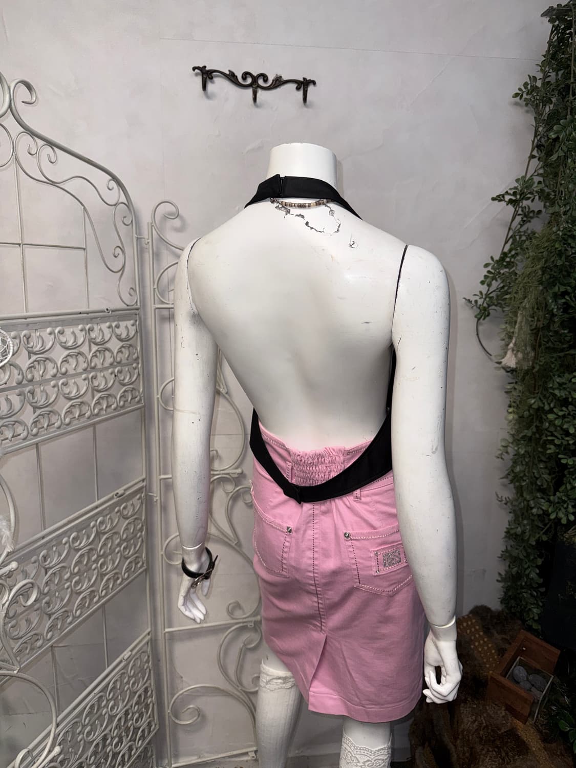 TIME black draped ruffle backless 슬리브리스 상품이미지3