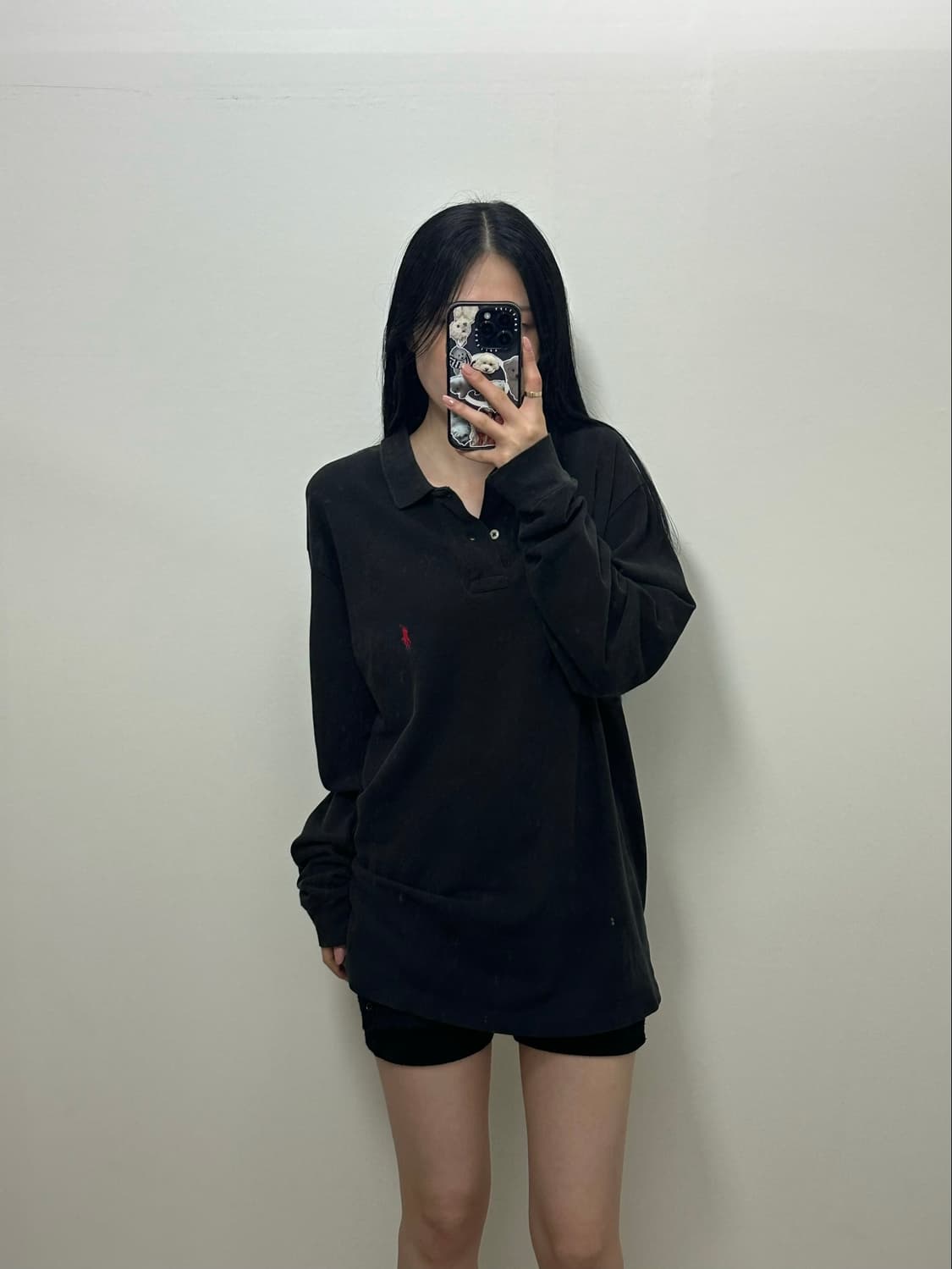 폴로 랄프로렌 자수로고 블랙 긴팔 카라 티셔츠 상품이미지1
