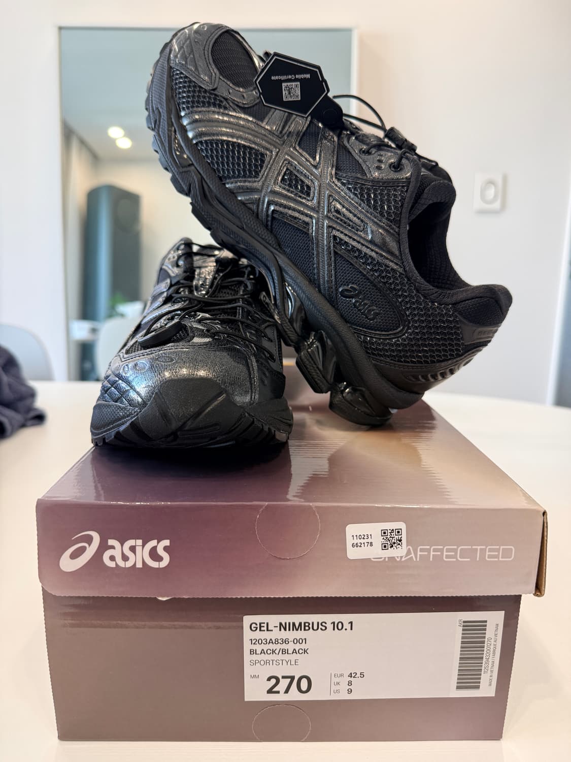 아식스X언어펙티드 젤님버스 10.1 블랙/블랙 270mm 새제품판매 상품이미지3