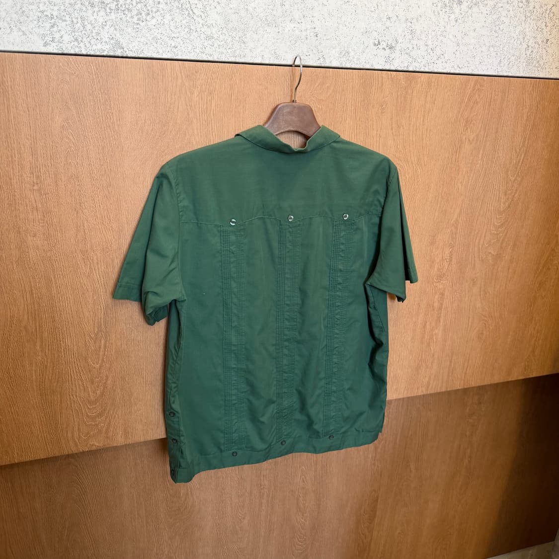 빈티지 쿠바 반팔 셔츠 과야베라 자수 디테일 그린 상품이미지2