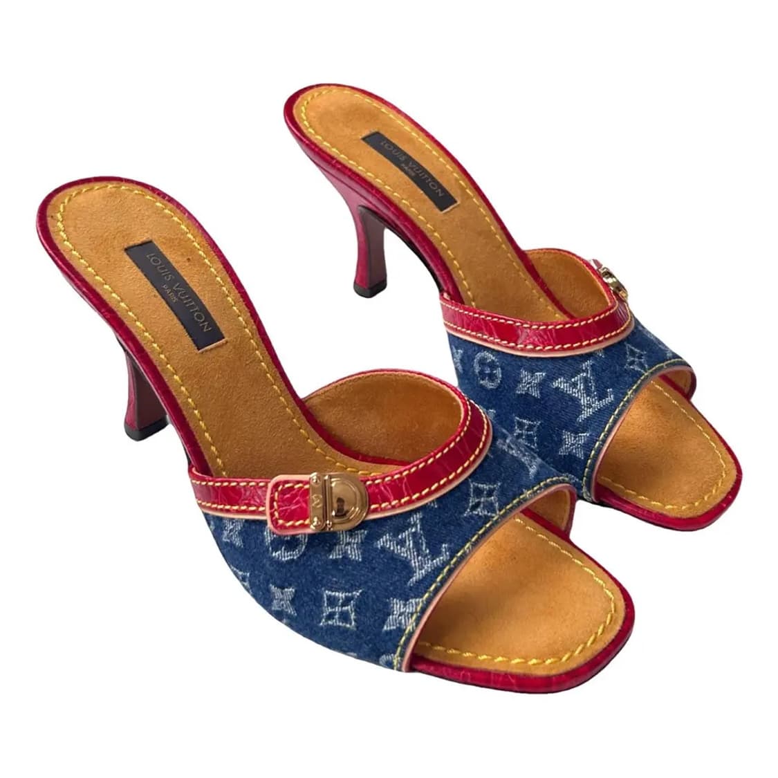 Louis vuitton 루이비통 데님 레드 뮬 힐 40.5(255) 상품이미지1