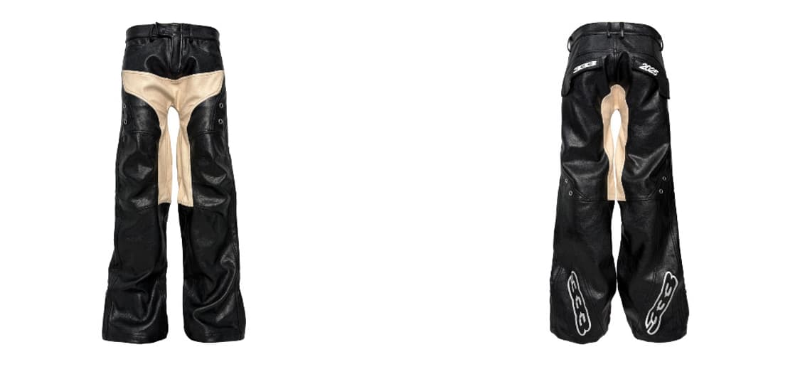 Cut-out Contrast Leather Pants  상품이미지2