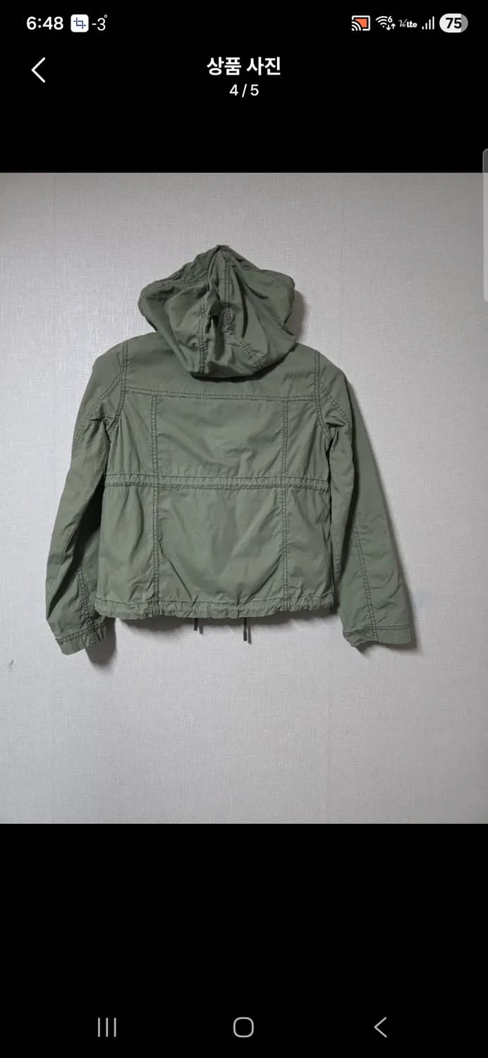 아베크롬비 카키색 후드 야상 봄버 점퍼  여자용 사이즈 80 상품이미지4