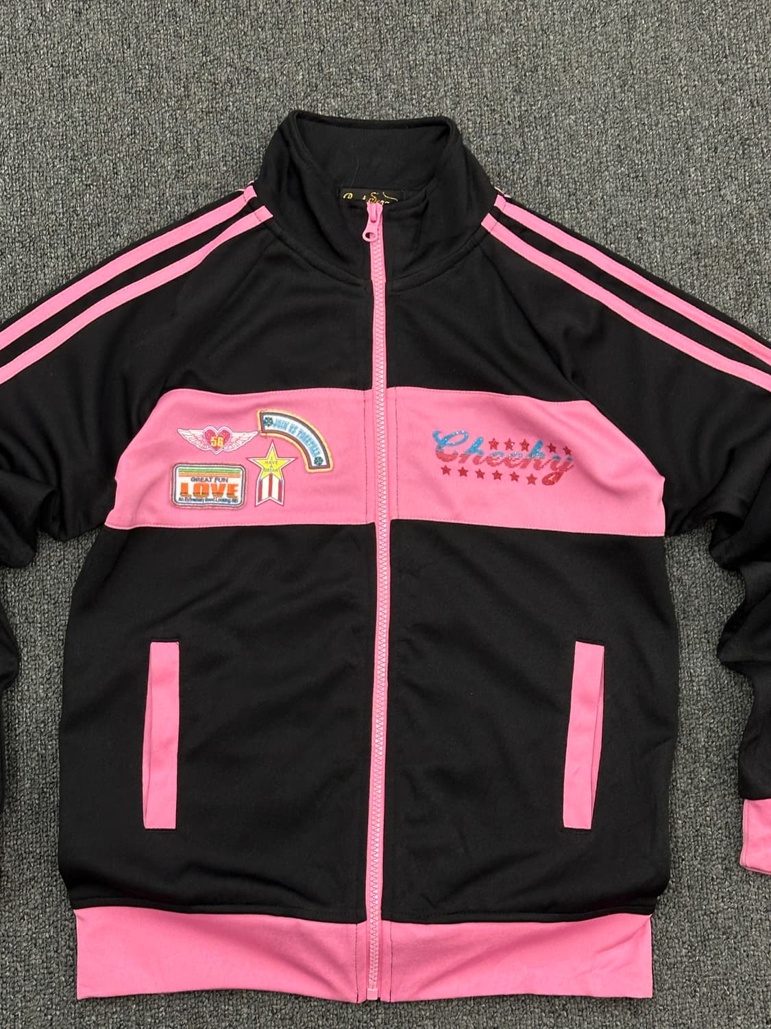 150)Japanese Vintage 여성 블랙핑크 패치 져지 상품이미지5