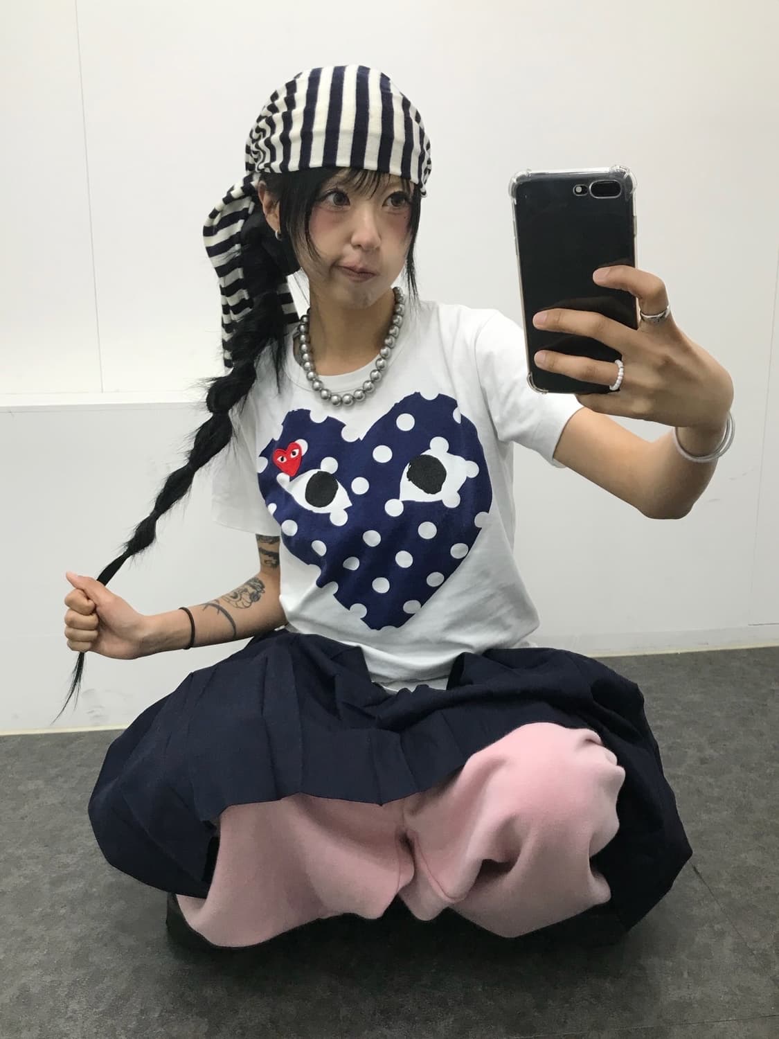  꼼데가르송 더블 도트 하트 프린팅 티셔츠 상품이미지6