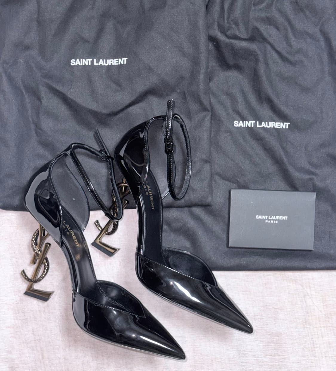 정품 Saint Laurent opyum 생로랑 오피움 스네이크 샌들 힐 상품이미지1