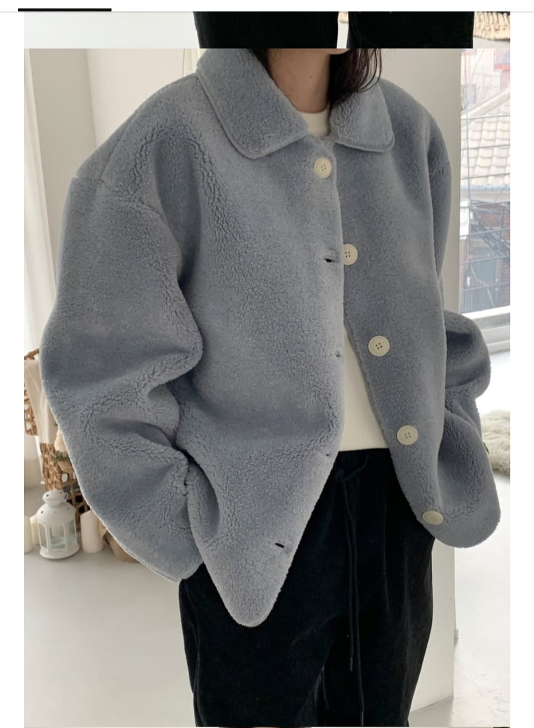 멜라운지 베티 무스탕 양털 하프코트 덤블자켓 상품이미지5