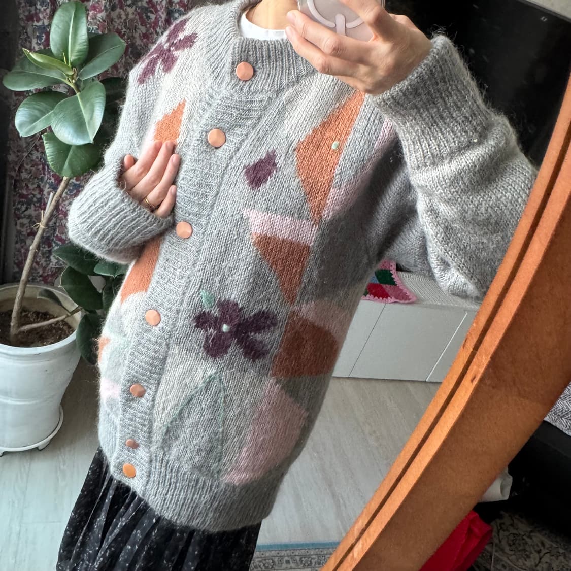 그레이 플라워패턴 빈티지 니트가디건 퀄좋아요 상품이미지10