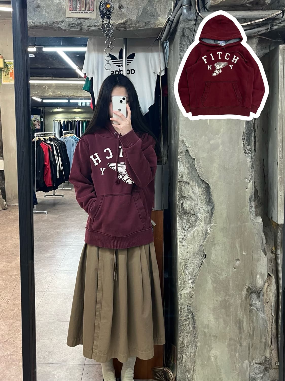 아베크롬비 기모 후드티 버건디 L #csz2737  상품이미지1