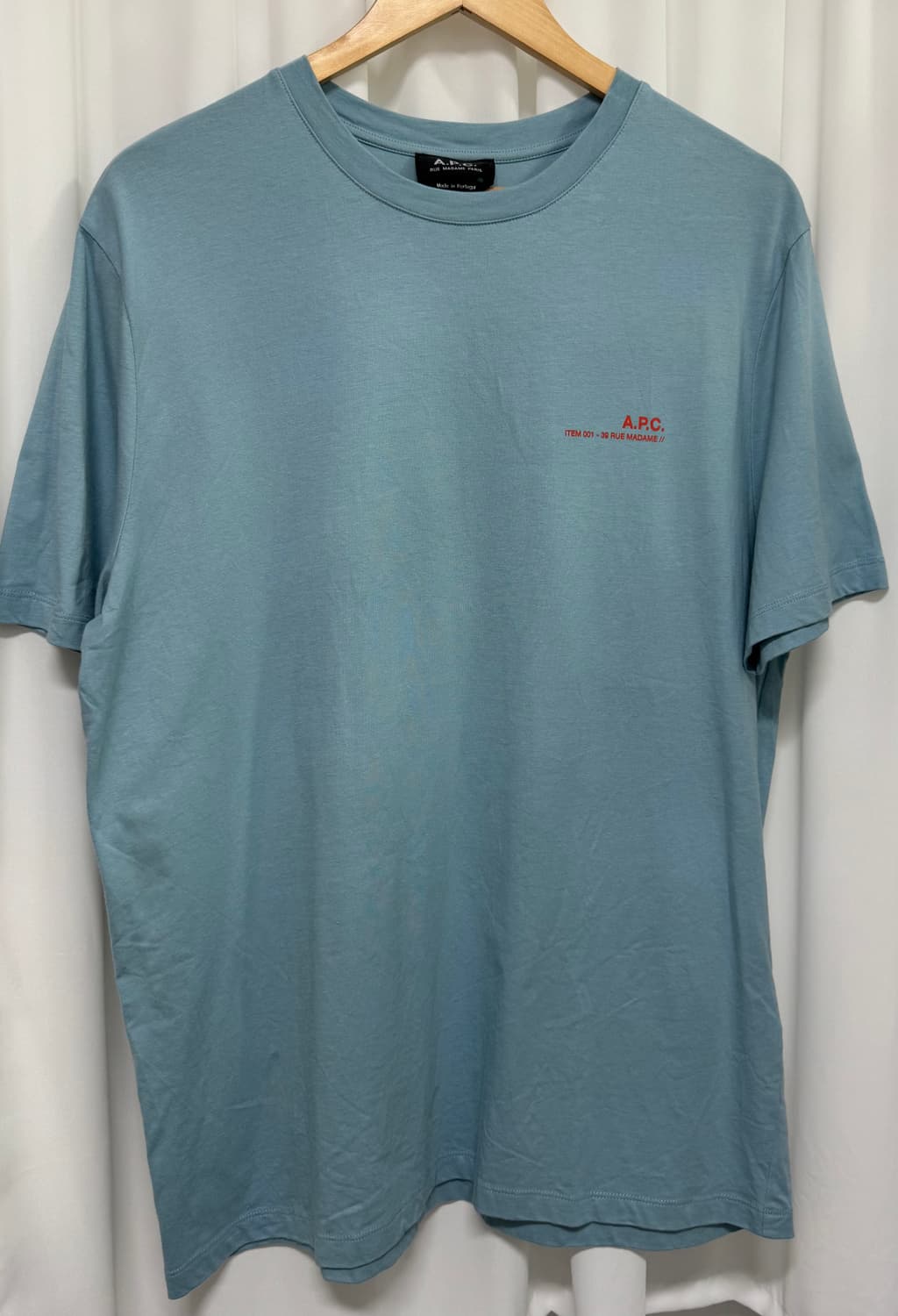 24SS 아페쎄 A.P.C 아이템 반팔티셔츠 XL 라이트블루 상품이미지3