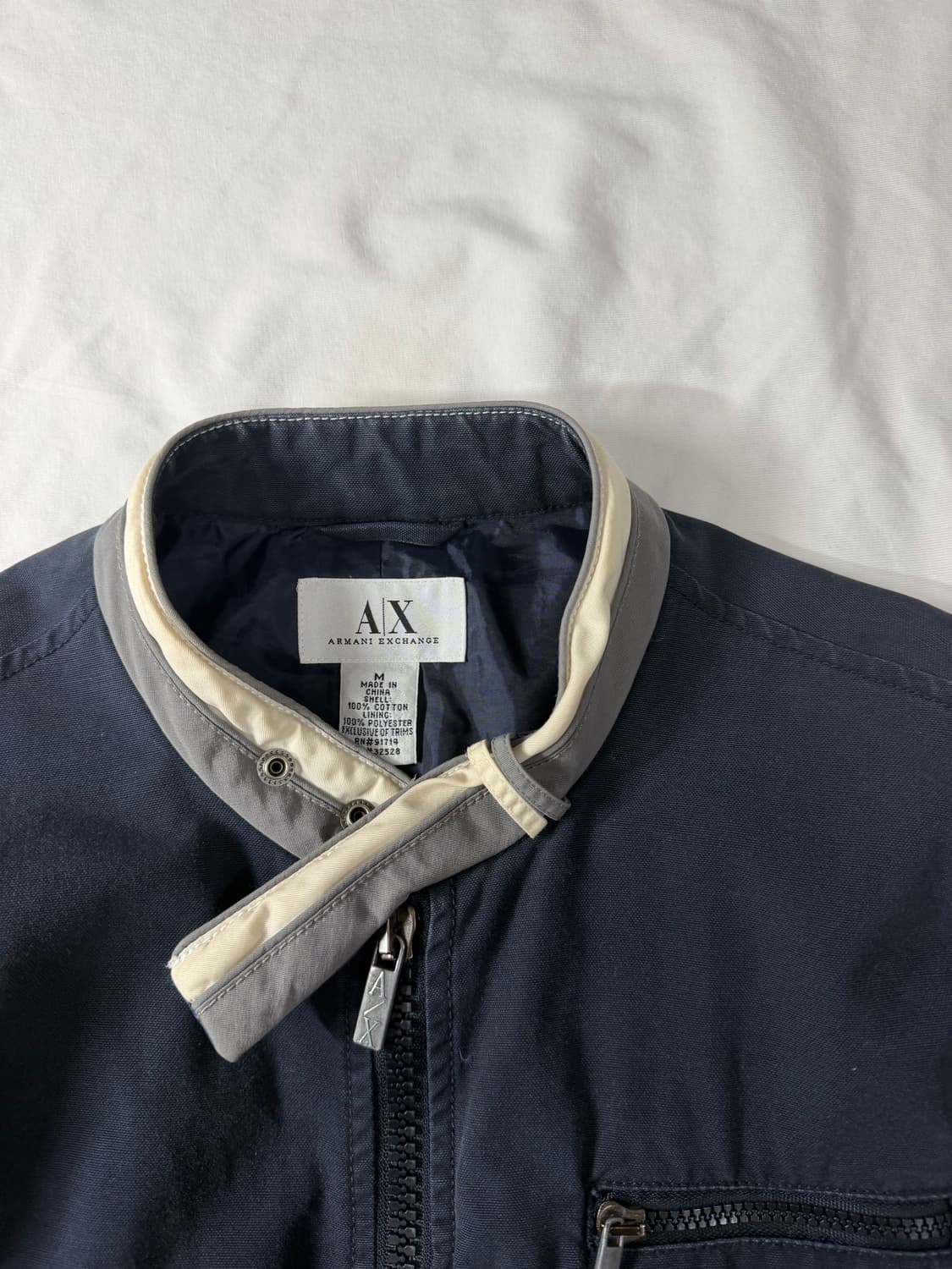 00s 아르마니 익스체인지 싱글 바이커 자켓 네이비  상품이미지5