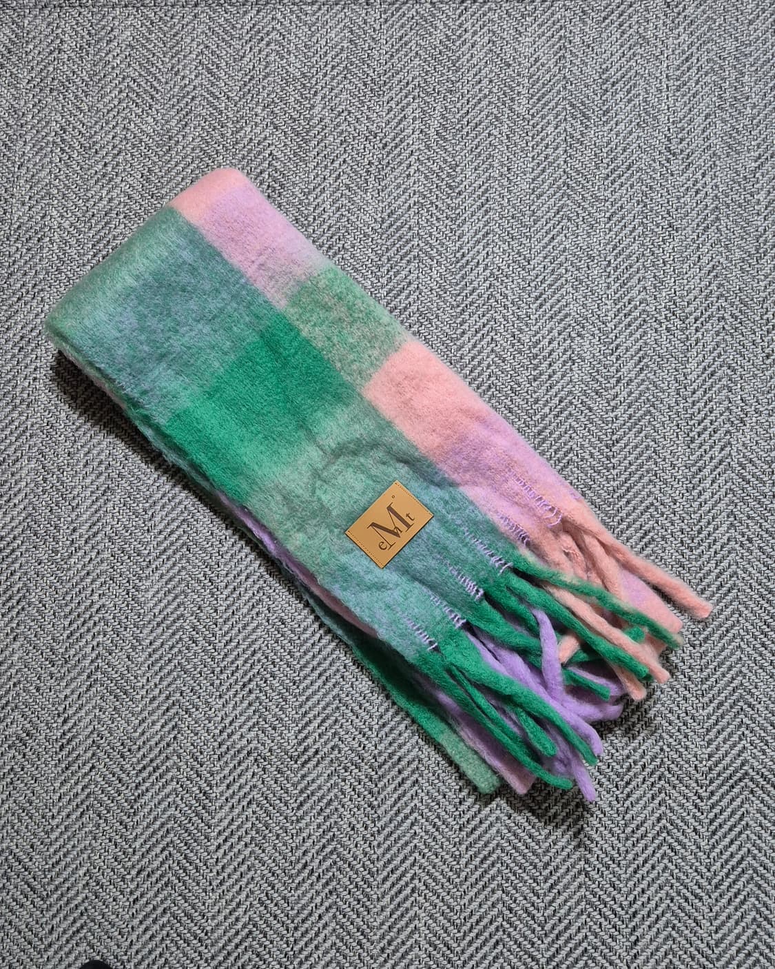 무센트 시그니처 체크 머플러 (그린체크) 상품이미지2