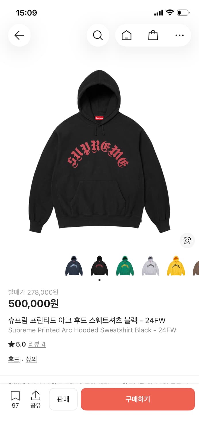 슈프림 프린티드 아크 후드 스웨트셔츠 블랙 M 상품이미지2