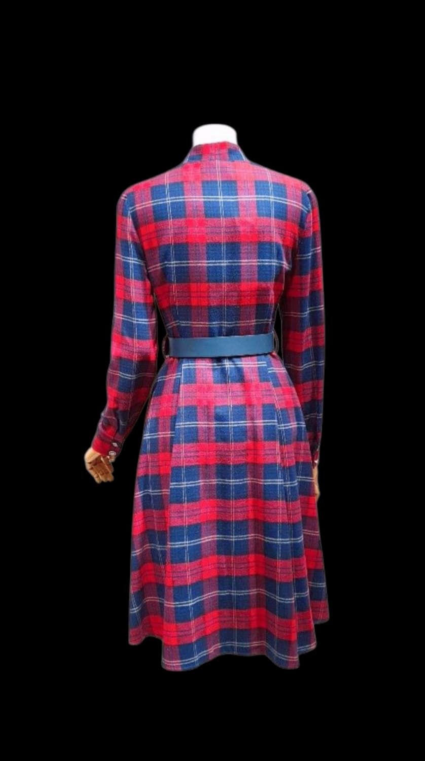 샤틴 울 체크 벨티드 A라인 미디원피스 66 상품이미지3