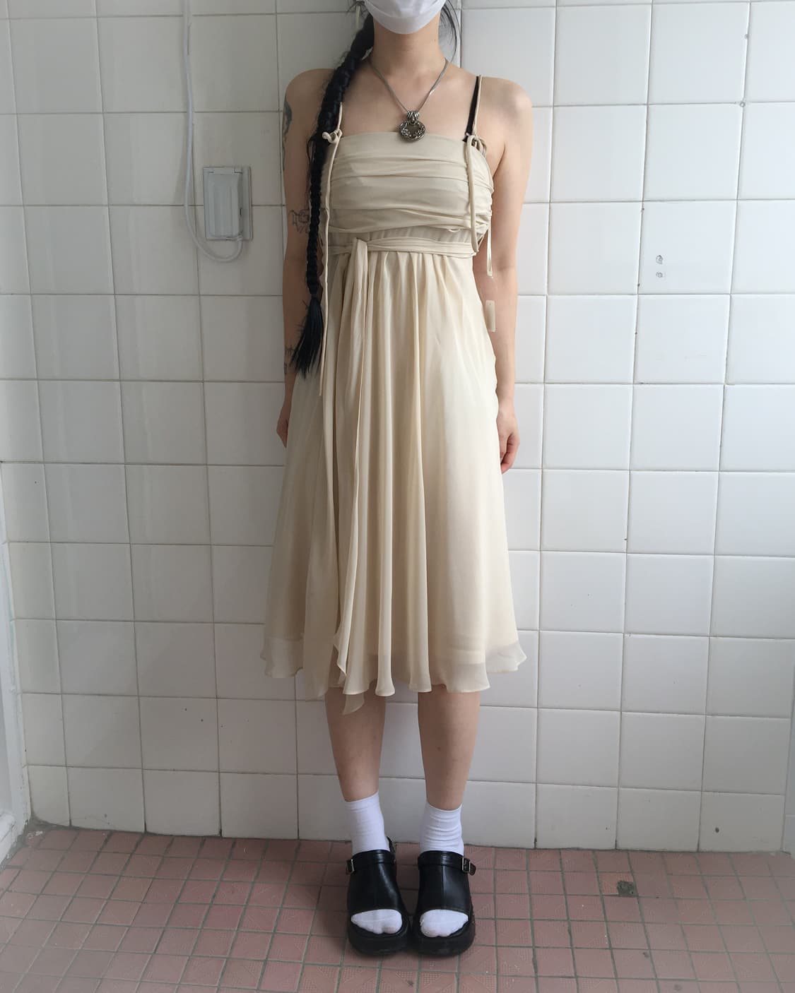 Tied shirring onepieece 상품이미지1