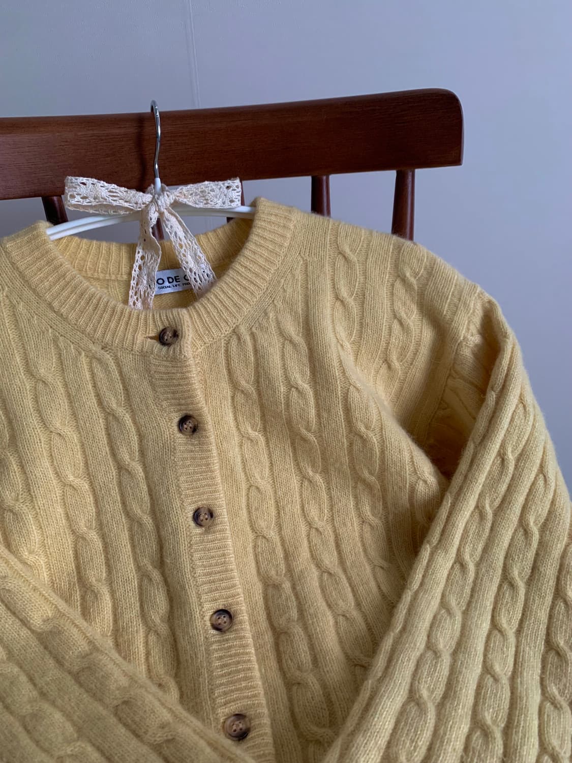 울 앙고라 90 버터 옐로우 가디건 상품이미지2