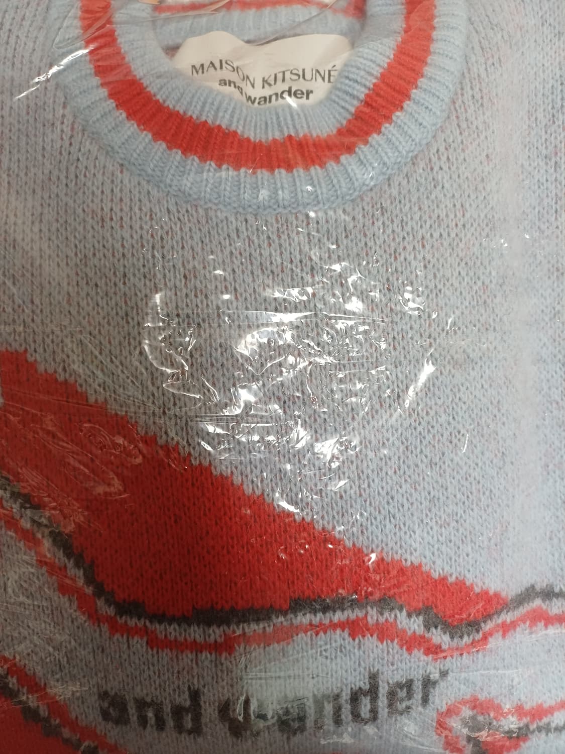 메종키츠네 앤드원더 풀오버 니트 라이트블루 상품이미지4