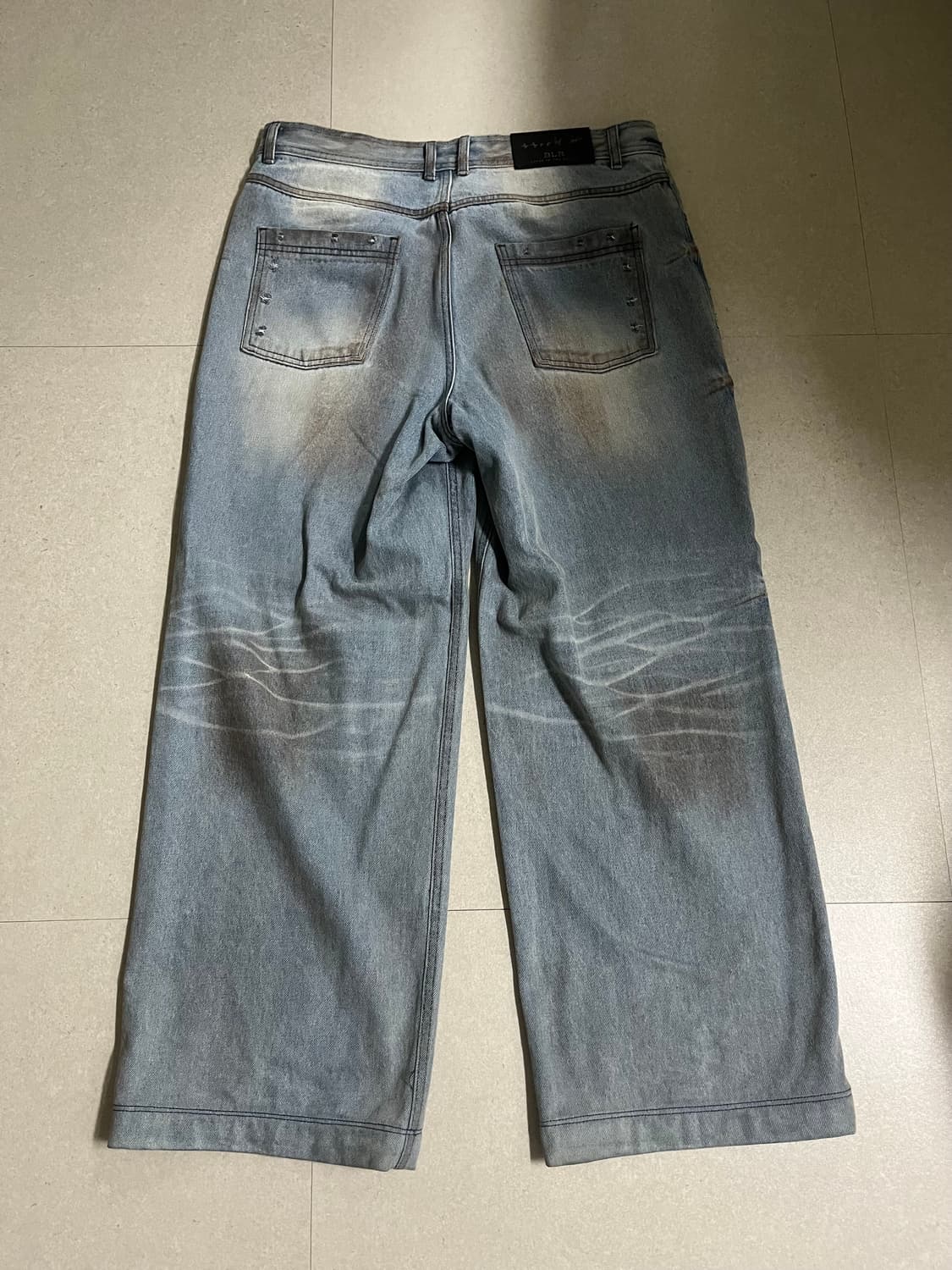 [M] BLR PUNCHED DIRTY WIDE DENIM PANTS 상품이미지4