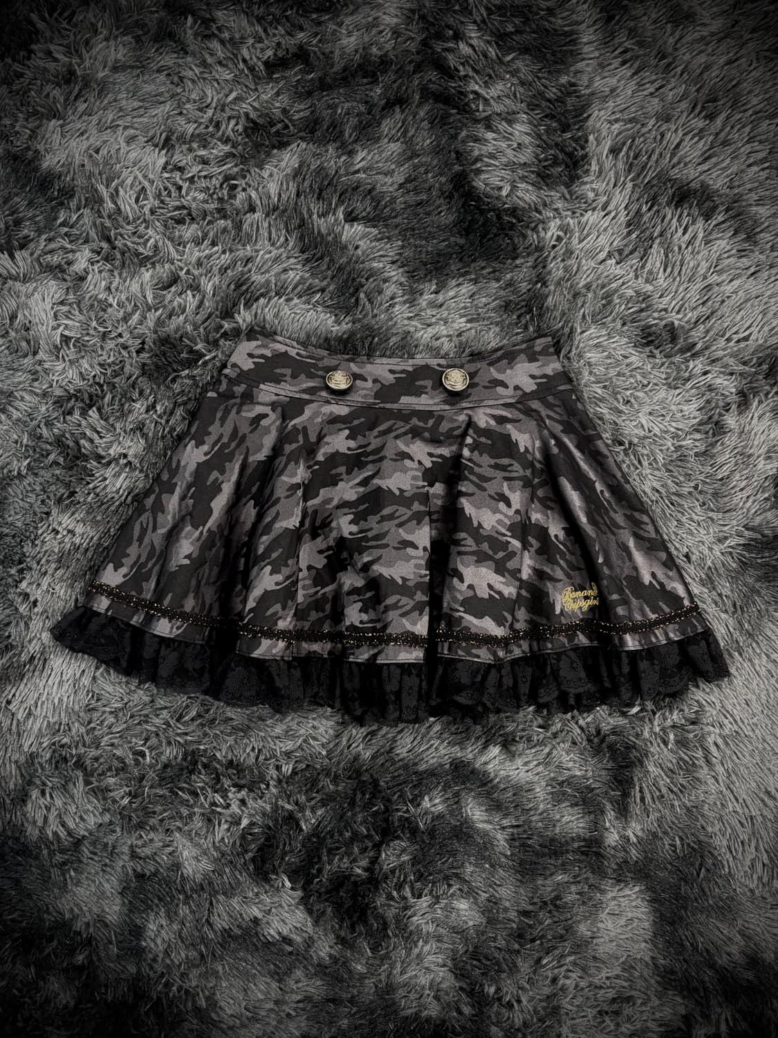 밀리터리 플리츠 레이스 레이어드 스커트 상품이미지2