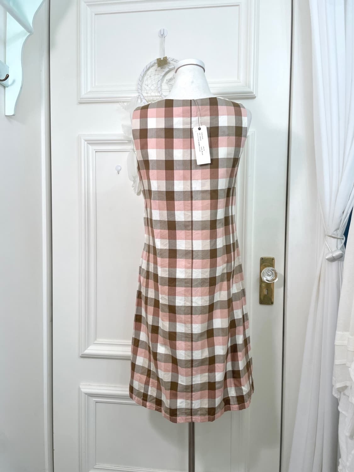 pink brown check cotton summer opc 상품이미지3