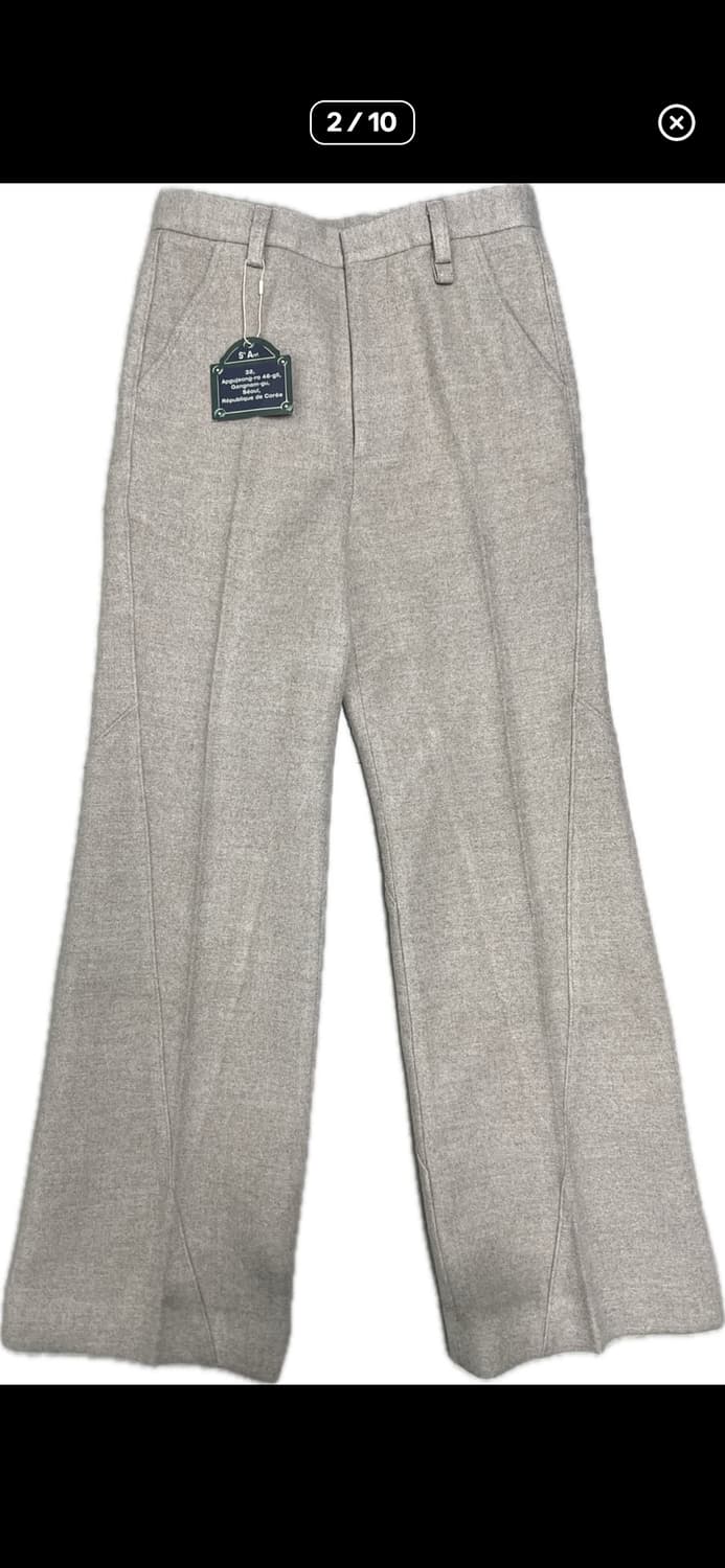 [샘플] [S] STU 웨이브 라인 울 슬랙스 페일 라이트 핑크 상품이미지2