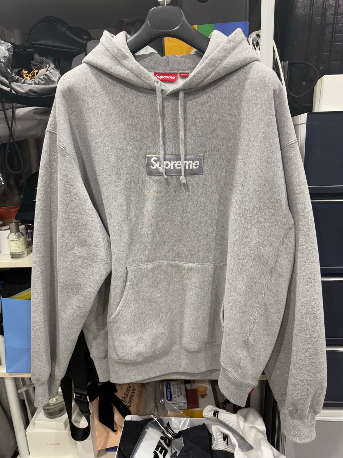 [XXL] 슈프림 박스로고 후드 스웨트셔츠 헤더 그레이 - 24FW 상품이미지1