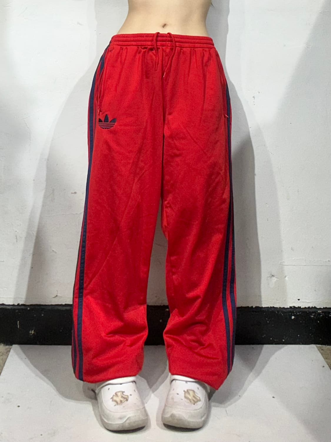 아디다스 레드 네이비 삼선 와이드 파이어버드 추리닝 바지 105 상품이미지2