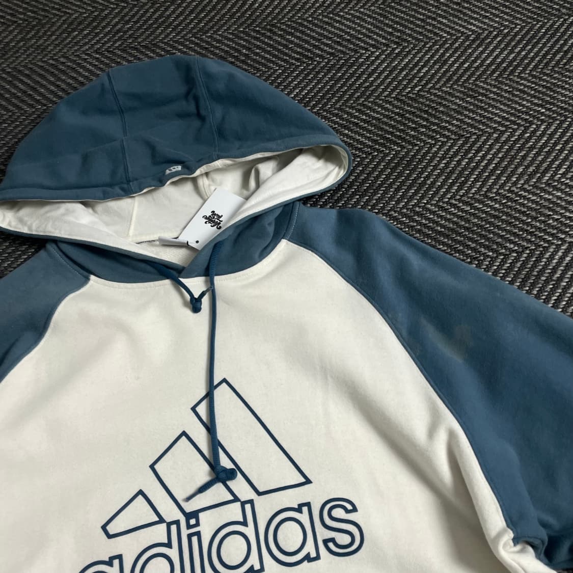 00s 아디다스 빅로고 배색 후드 티셔츠o 3703 상품이미지4