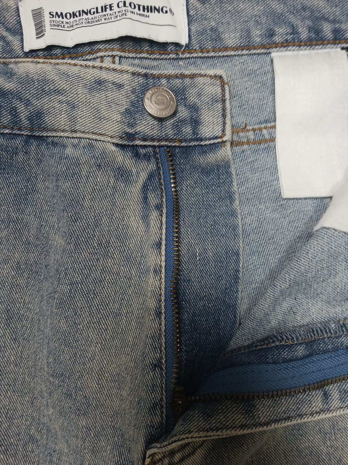[34] 스모킹라이프 연청 스톤워싱 와이드 스트레이트진 청바지 상품이미지6