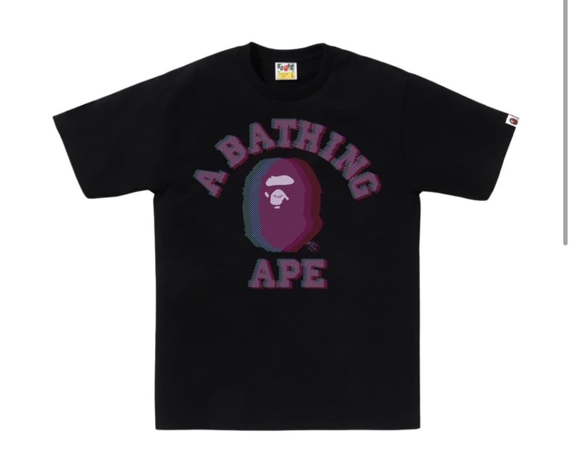 24ss 베이프 글리치 아트 컬리지 티셔츠 S 상품이미지1