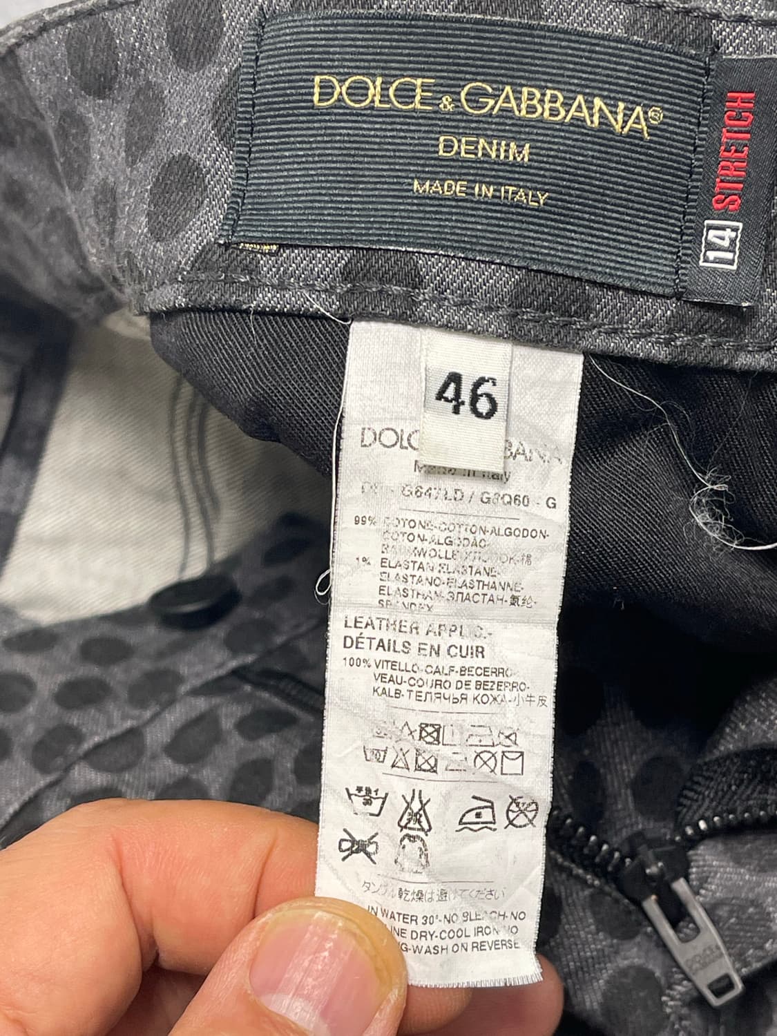 D&G  도트패턴 그레이 strech 14 데님 청바지 46(30) 상품이미지9