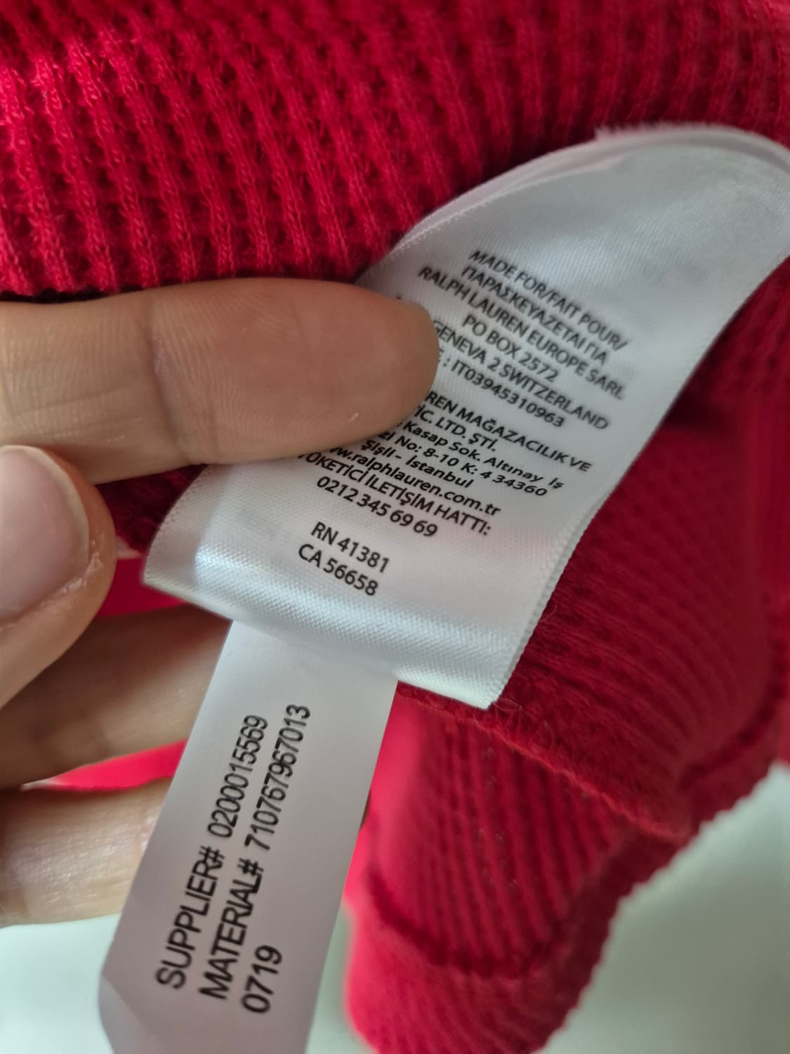 (새제품) 폴로 와플 니트  레드 스몰 여성  와플긴팔 상품이미지5