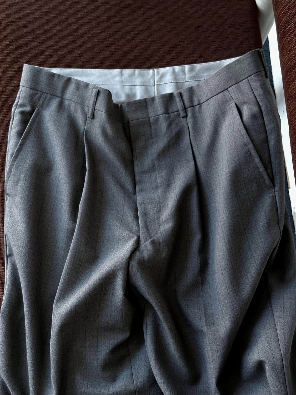 Light wool poly 1 tuck wide trousers 상품이미지8