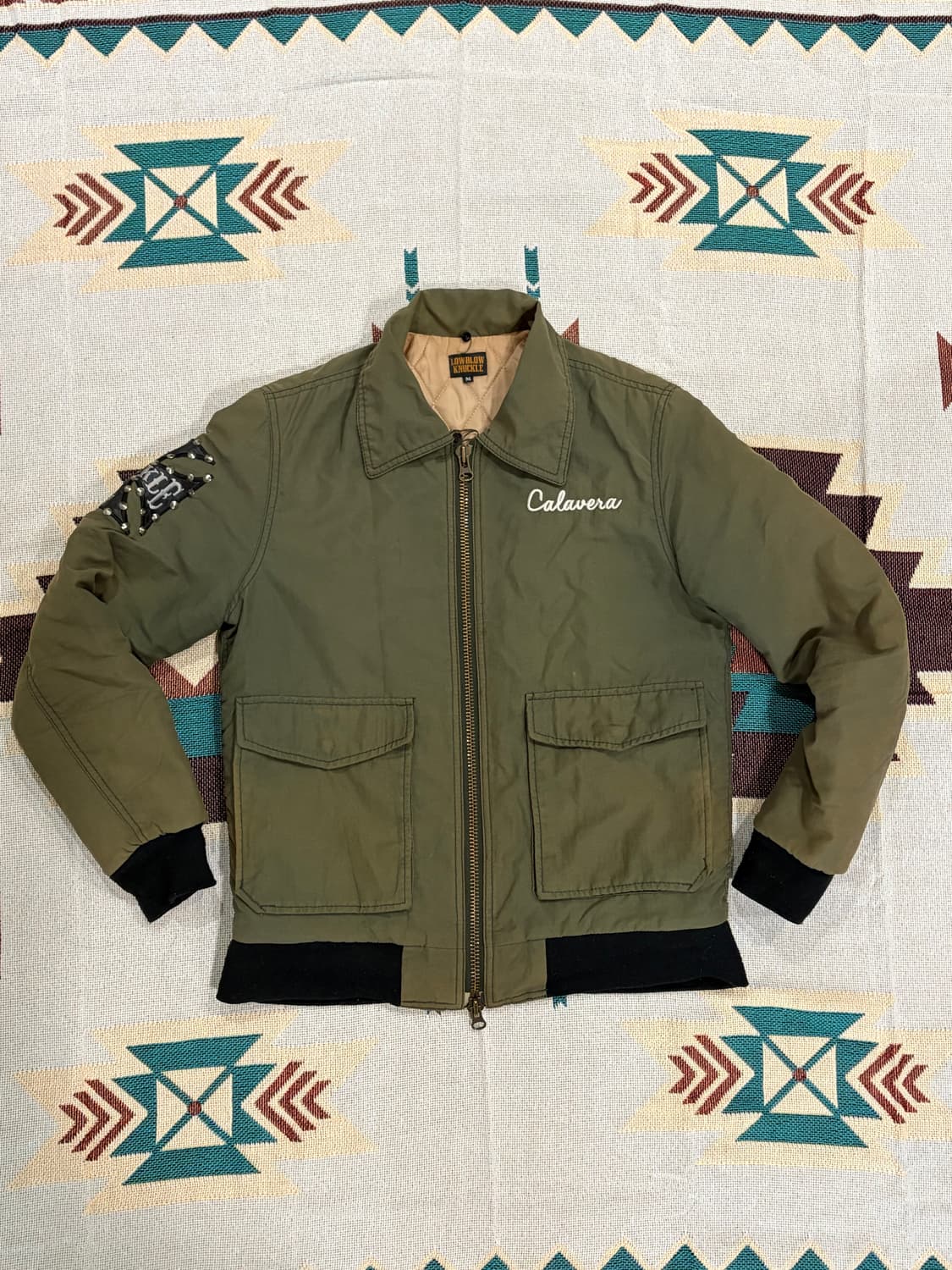 로우블로우너클 체인 스터드 플라이트 바이커 자켓 상품이미지4