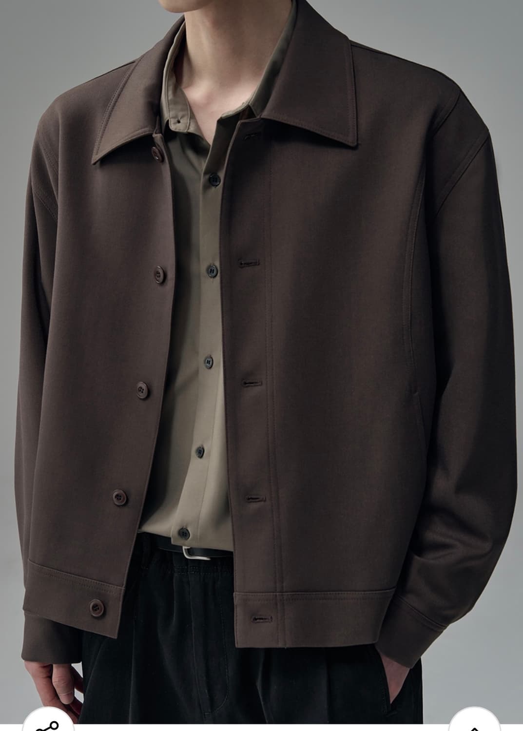 (새상품)(L) 드로우핏 도브 울 미니멀 라인 자켓 DARK BROWN 상품이미지7