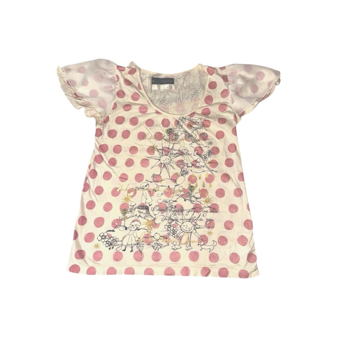 vintage pink polka dot graphic t-shirt 상품이미지1