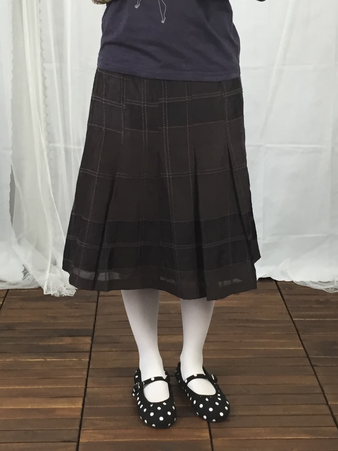 Jpn Almond Brown Plaid Skirt 상품이미지4