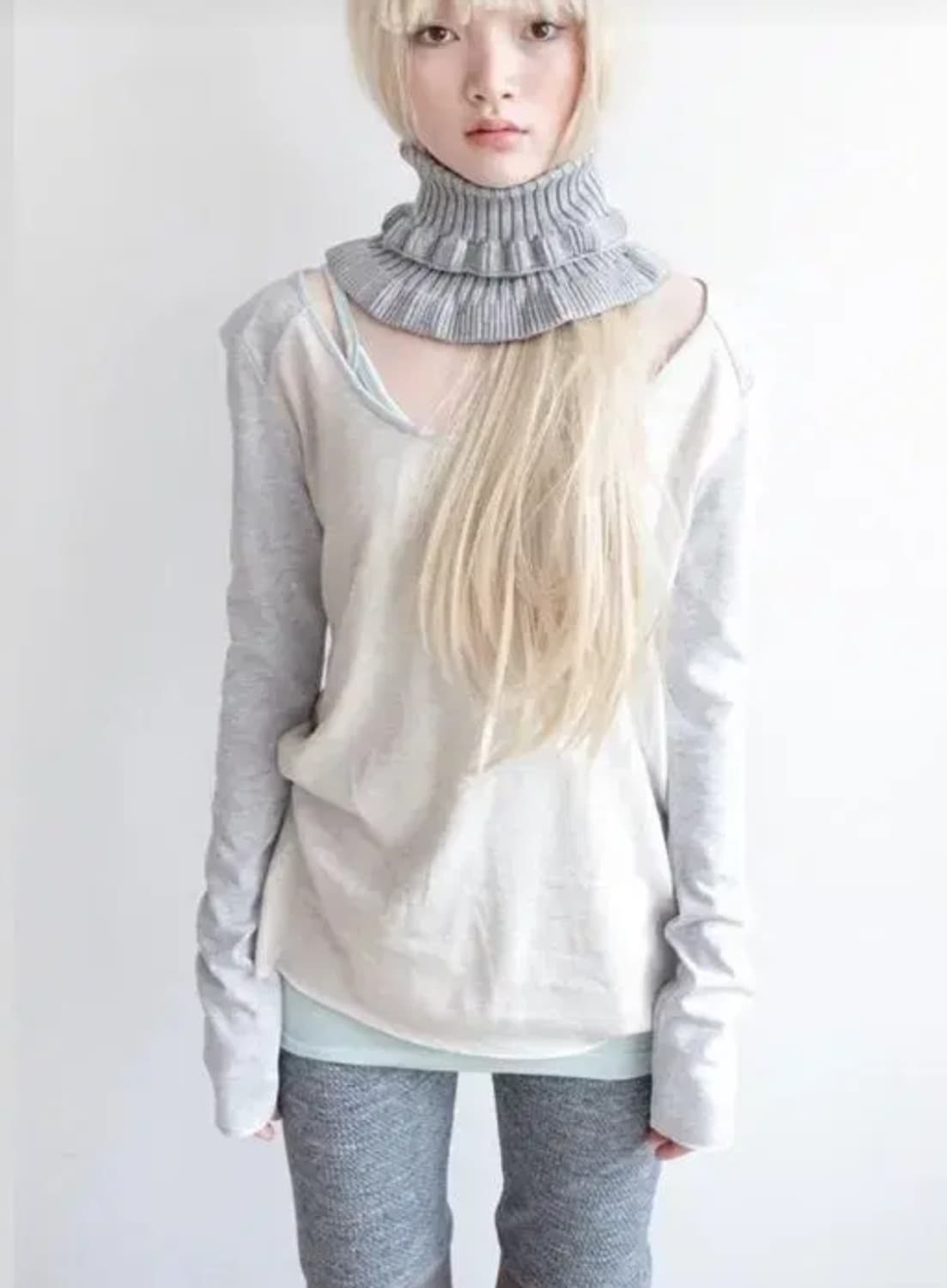 shoulder pad coloring top (melange) 상품이미지1