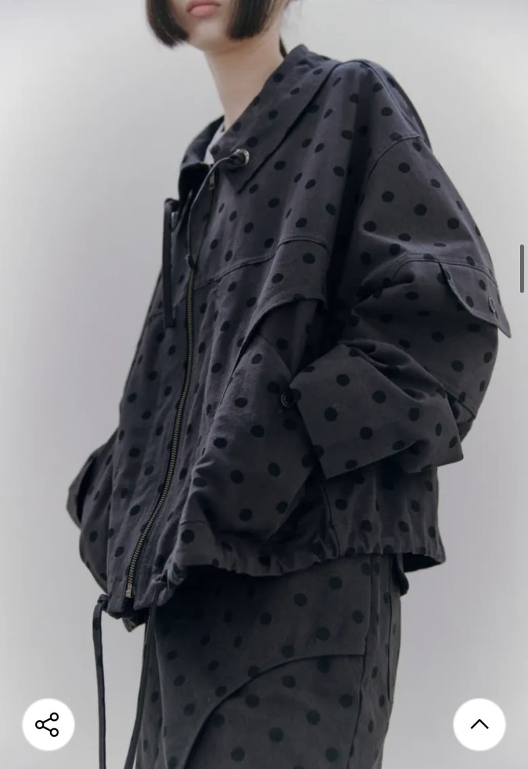 라세레모니 도트 패턴 자켓+스커트 블랙 (에스파 윈터 착용 상품이미지3
