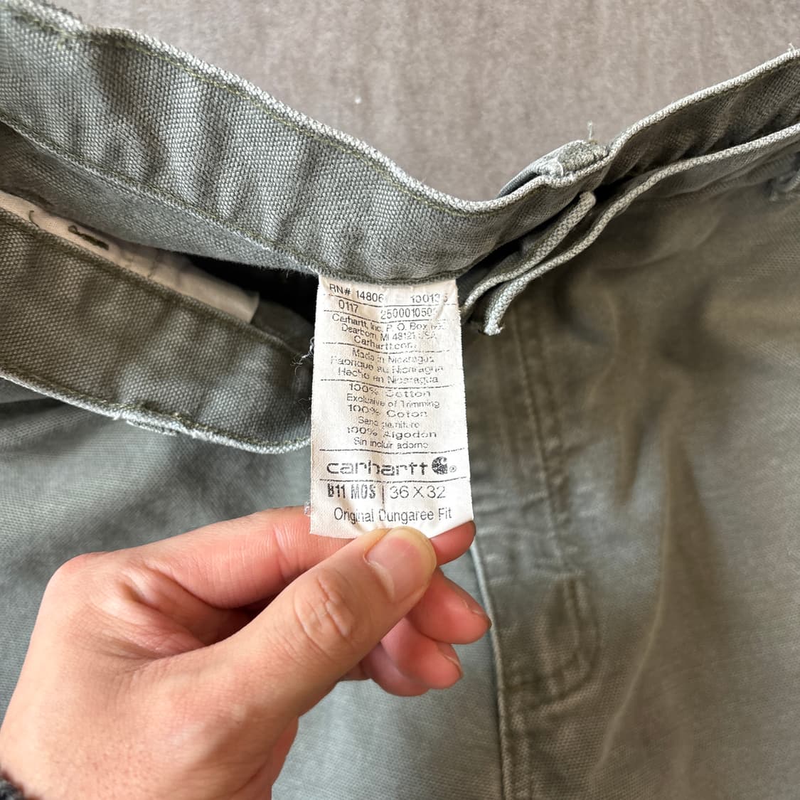 칼하트 오리지널 모스 그린 카펜터 팬츠 상품이미지9