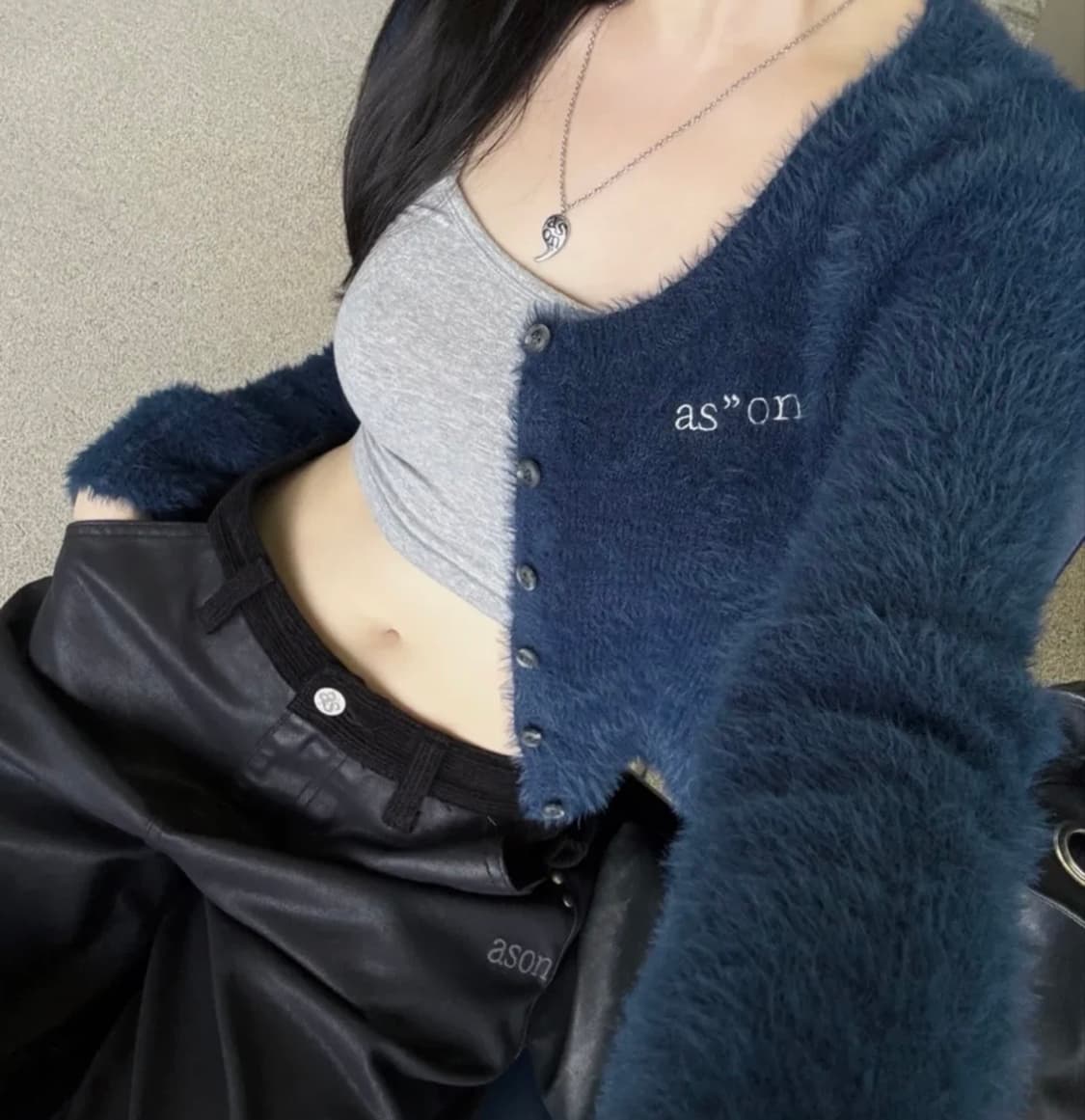 애즈온 NIA HAIRY CARDIGAN / BLUE-GREEN 상품이미지3