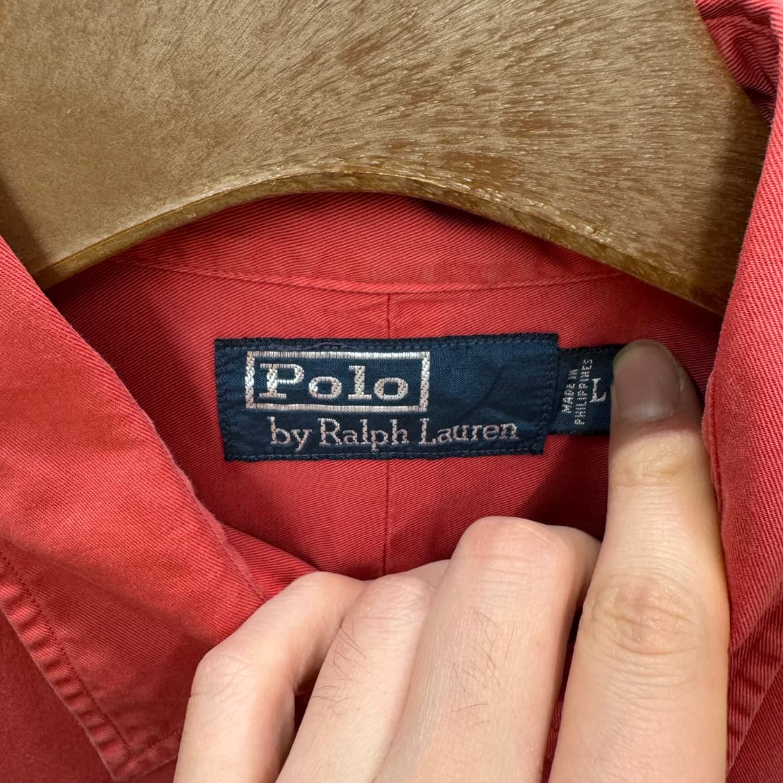 폴로 랄프로렌 솔리드 긴팔 셔츠 레터링 로고 포인트 코랄 상품이미지6