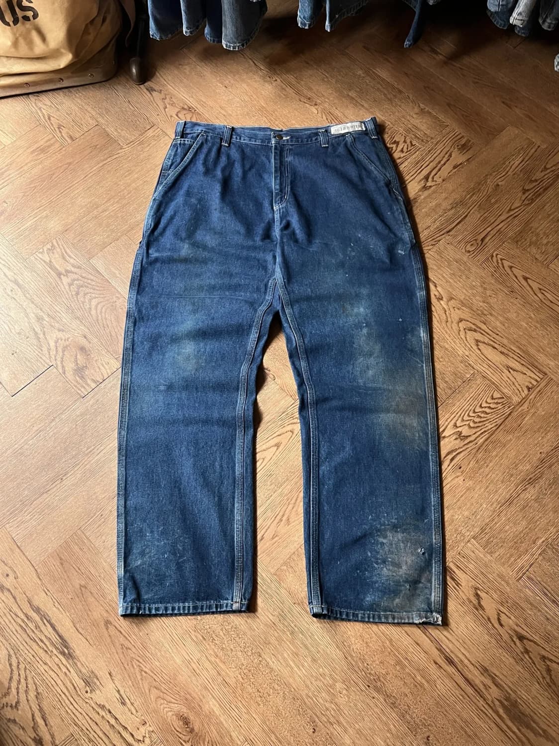 [38]칼하트 USA 더티워싱 싱글니 카펜터 워크 데님 팬츠 상품이미지1