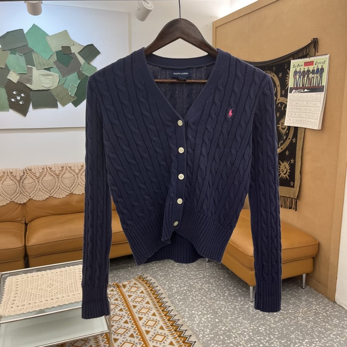 폴로 랄프로렌 Y2K 캐주얼 모리 딱붙핏 꽈배기 가디건 XL C10944 상품이미지3