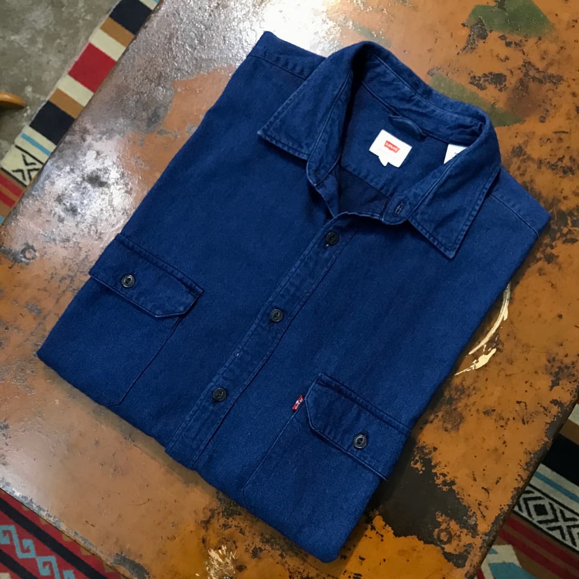 리바이스 투포켓 진청 생지 데님 셔츠 남성 110 115 빅사이즈 상품이미지1