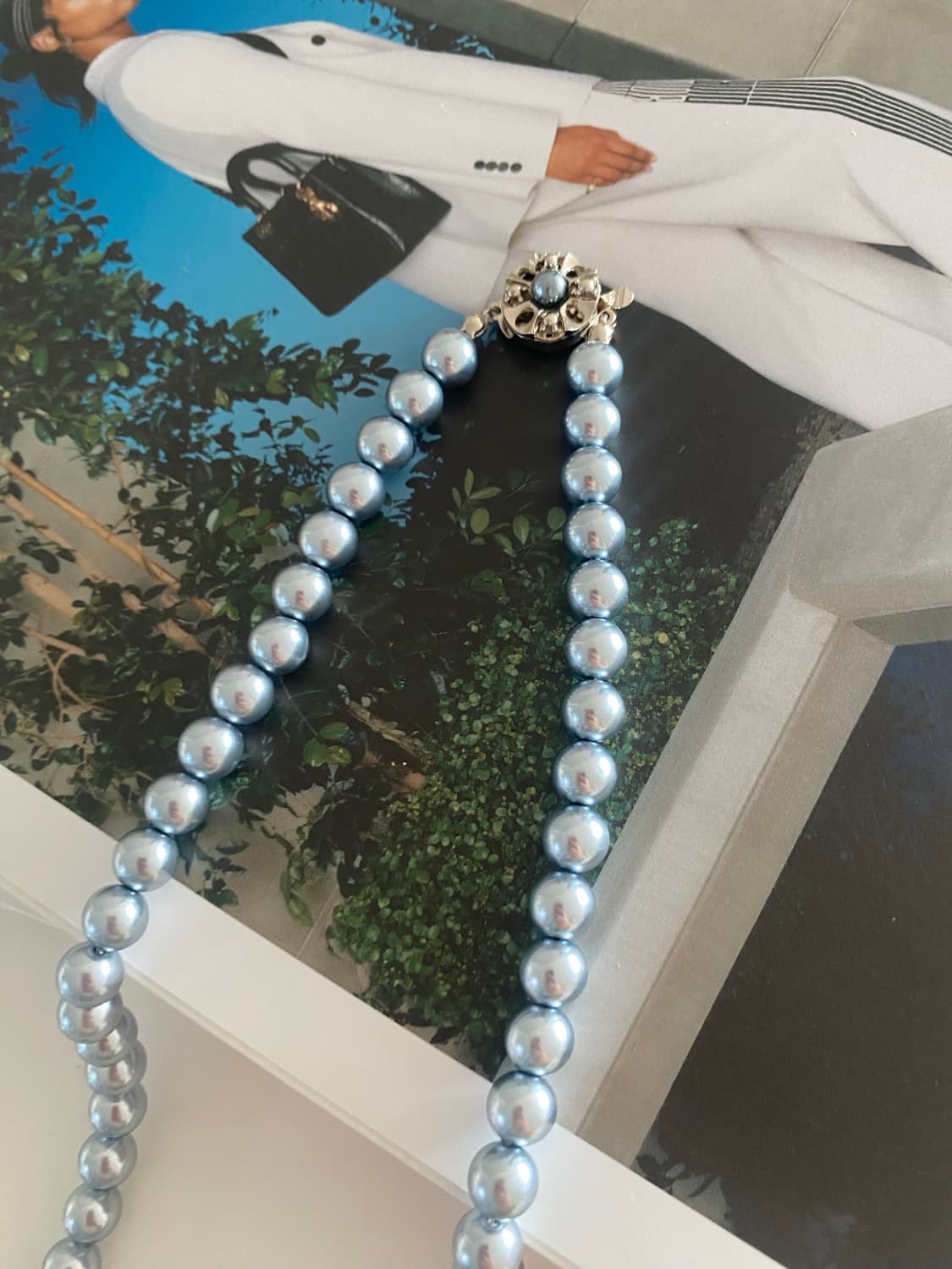 빈티지 블루 펄 목걸이 주얼리 상품이미지3