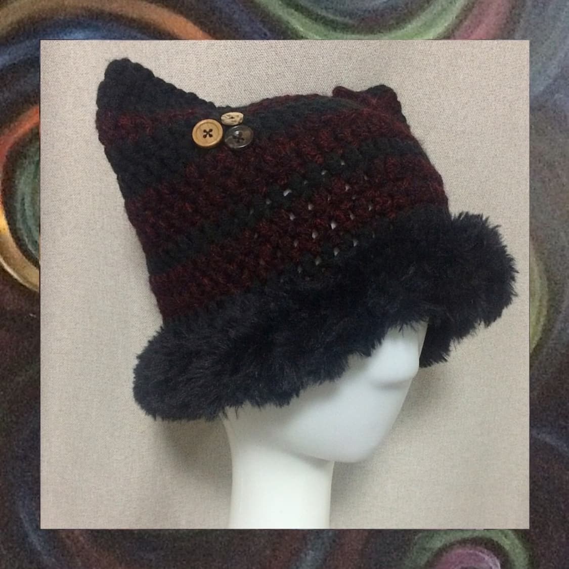 { 블랙 & 레드 락스타 고양이비니 (캣비니) } Handmade. 상품이미지3